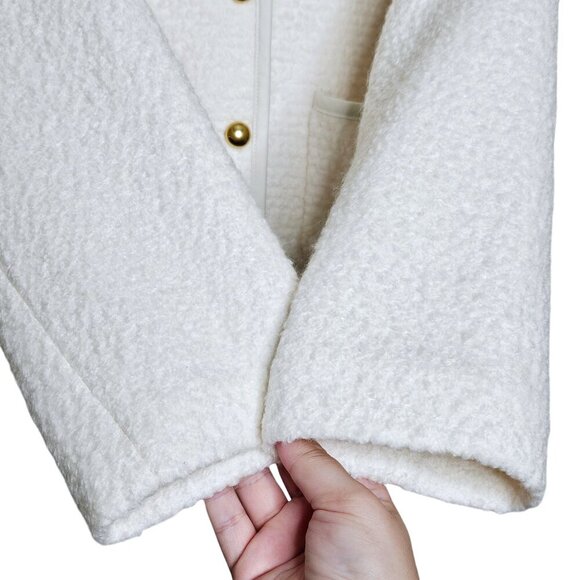 Reformation Dale Cream Fleece Cropped Jacket‎ Wool Blend Neutral Size M - Picture 8 of 14